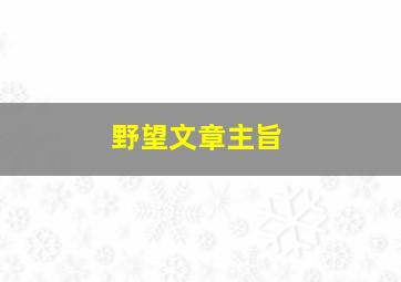 野望文章主旨