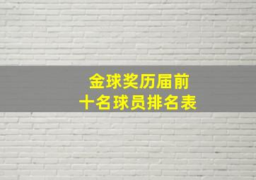 金球奖历届前十名球员排名表