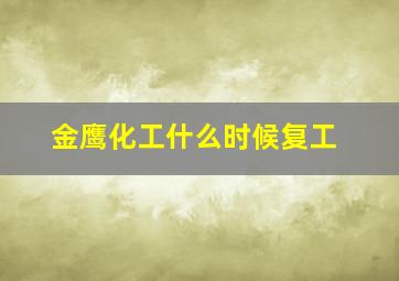 金鹰化工什么时候复工