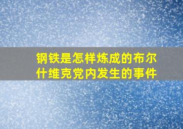 钢铁是怎样炼成的布尔什维克党内发生的事件