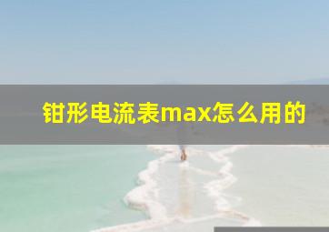 钳形电流表max怎么用的