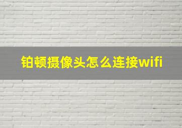 铂顿摄像头怎么连接wifi