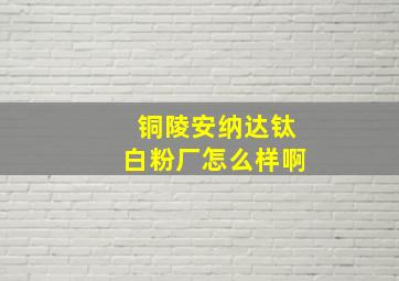 铜陵安纳达钛白粉厂怎么样啊