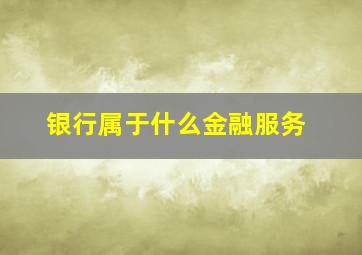 银行属于什么金融服务