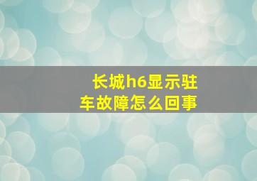 长城h6显示驻车故障怎么回事