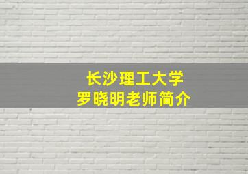 长沙理工大学罗晓明老师简介