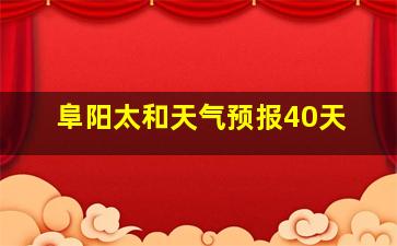 阜阳太和天气预报40天