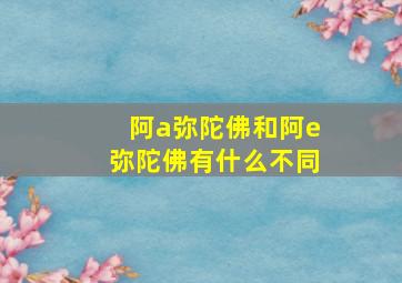 阿a弥陀佛和阿e弥陀佛有什么不同