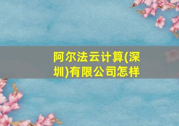 阿尔法云计算(深圳)有限公司怎样