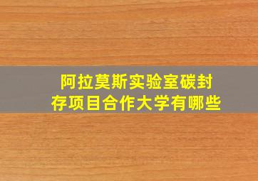 阿拉莫斯实验室碳封存项目合作大学有哪些