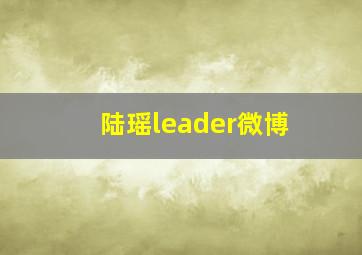 陆瑶leader微博