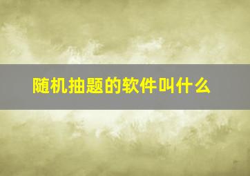 随机抽题的软件叫什么