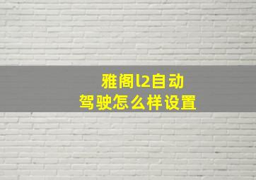 雅阁l2自动驾驶怎么样设置