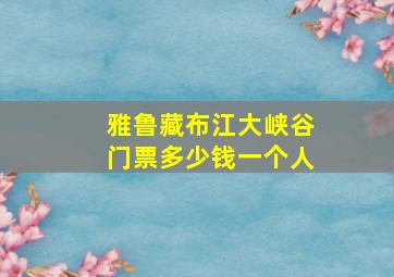 雅鲁藏布江大峡谷门票多少钱一个人