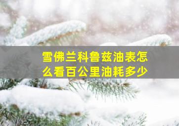 雪佛兰科鲁兹油表怎么看百公里油耗多少