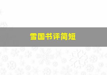 雪国书评简短