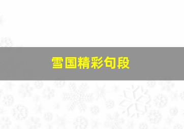 雪国精彩句段