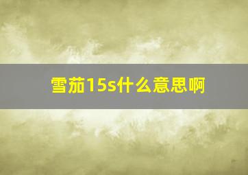 雪茄15s什么意思啊