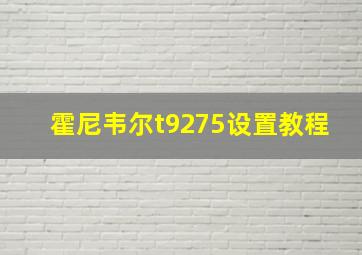 霍尼韦尔t9275设置教程