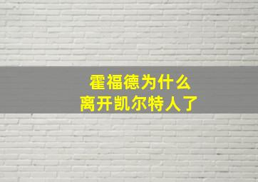 霍福德为什么离开凯尔特人了