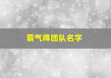 霸气得团队名字