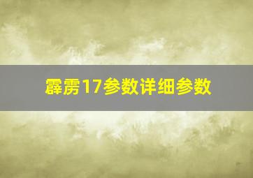 霹雳17参数详细参数