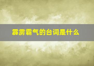 霹雳霸气的台词是什么