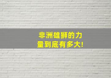 非洲雄狮的力量到底有多大!