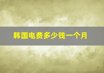 韩国电费多少钱一个月