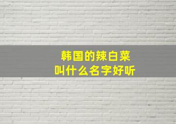 韩国的辣白菜叫什么名字好听