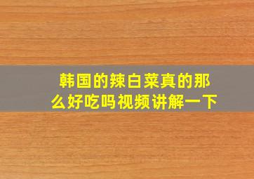 韩国的辣白菜真的那么好吃吗视频讲解一下