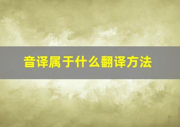 音译属于什么翻译方法