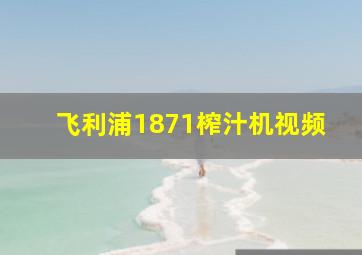 飞利浦1871榨汁机视频