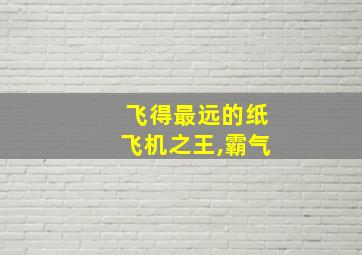 飞得最远的纸飞机之王,霸气