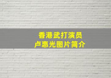 香港武打演员卢惠光图片简介