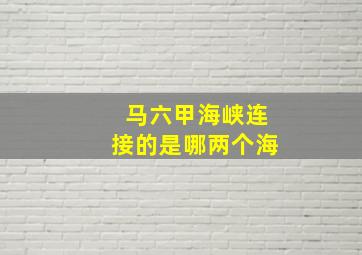 马六甲海峡连接的是哪两个海