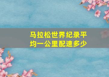 马拉松世界纪录平均一公里配速多少