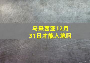 马来西亚12月31日才能入境吗