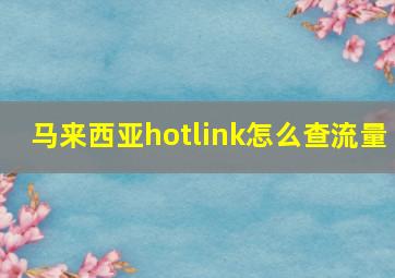 马来西亚hotlink怎么查流量