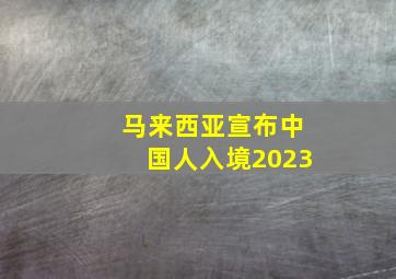 马来西亚宣布中国人入境2023