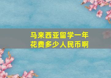 马来西亚留学一年花费多少人民币啊