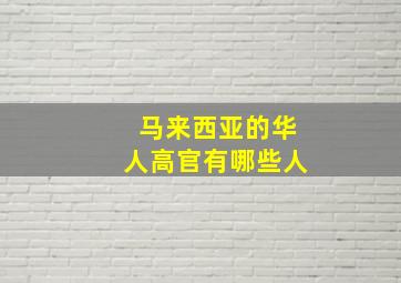 马来西亚的华人高官有哪些人