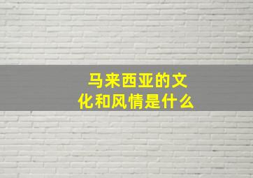 马来西亚的文化和风情是什么