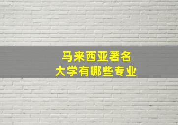 马来西亚著名大学有哪些专业