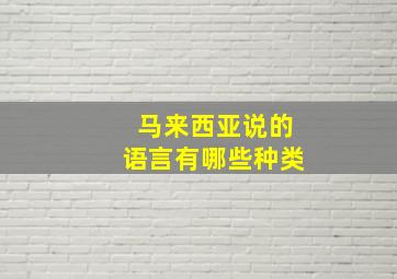 马来西亚说的语言有哪些种类