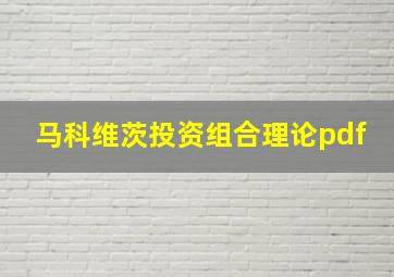 马科维茨投资组合理论pdf