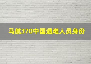 马航370中国遇难人员身份