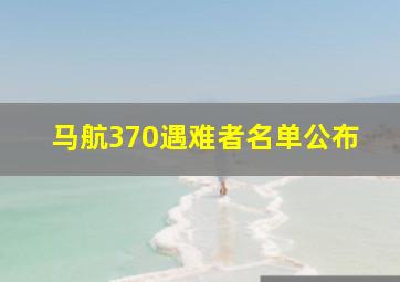 马航370遇难者名单公布