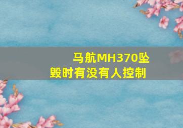 马航MH370坠毁时有没有人控制