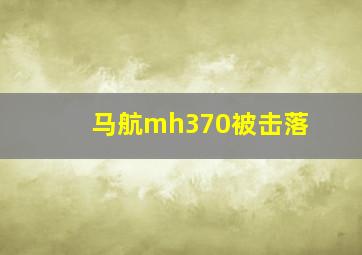 马航mh370被击落